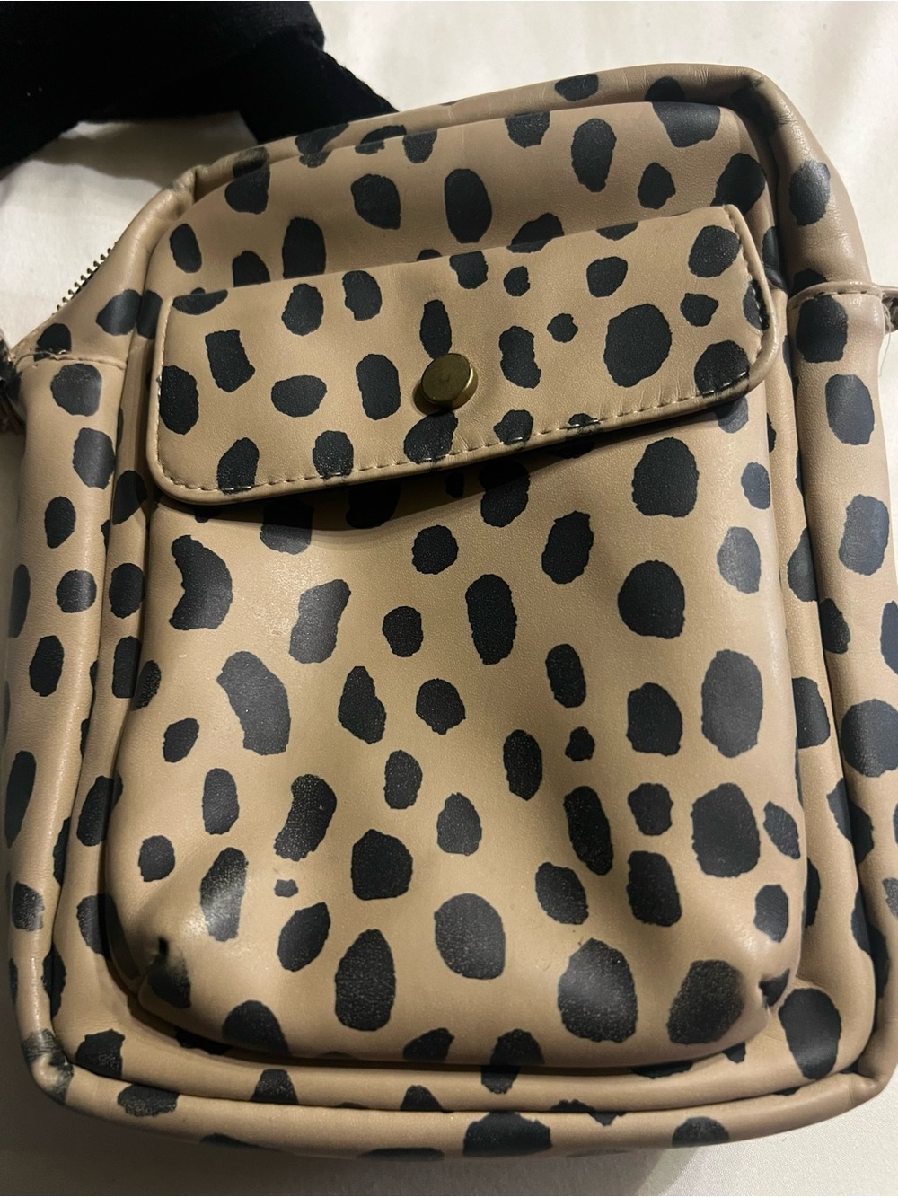 Leopard Print Crossbody Bag - Beige and Black